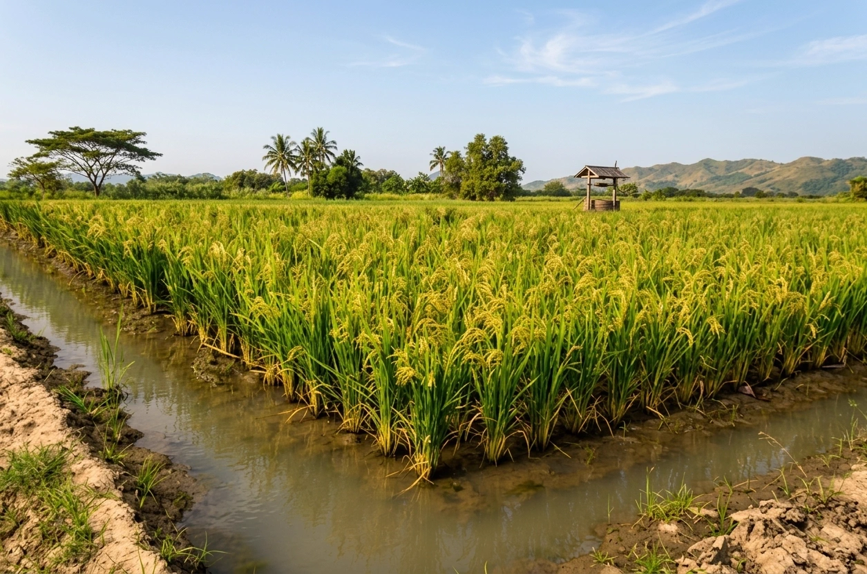 Campo de arroz de la línea arrocera de AGRATOK